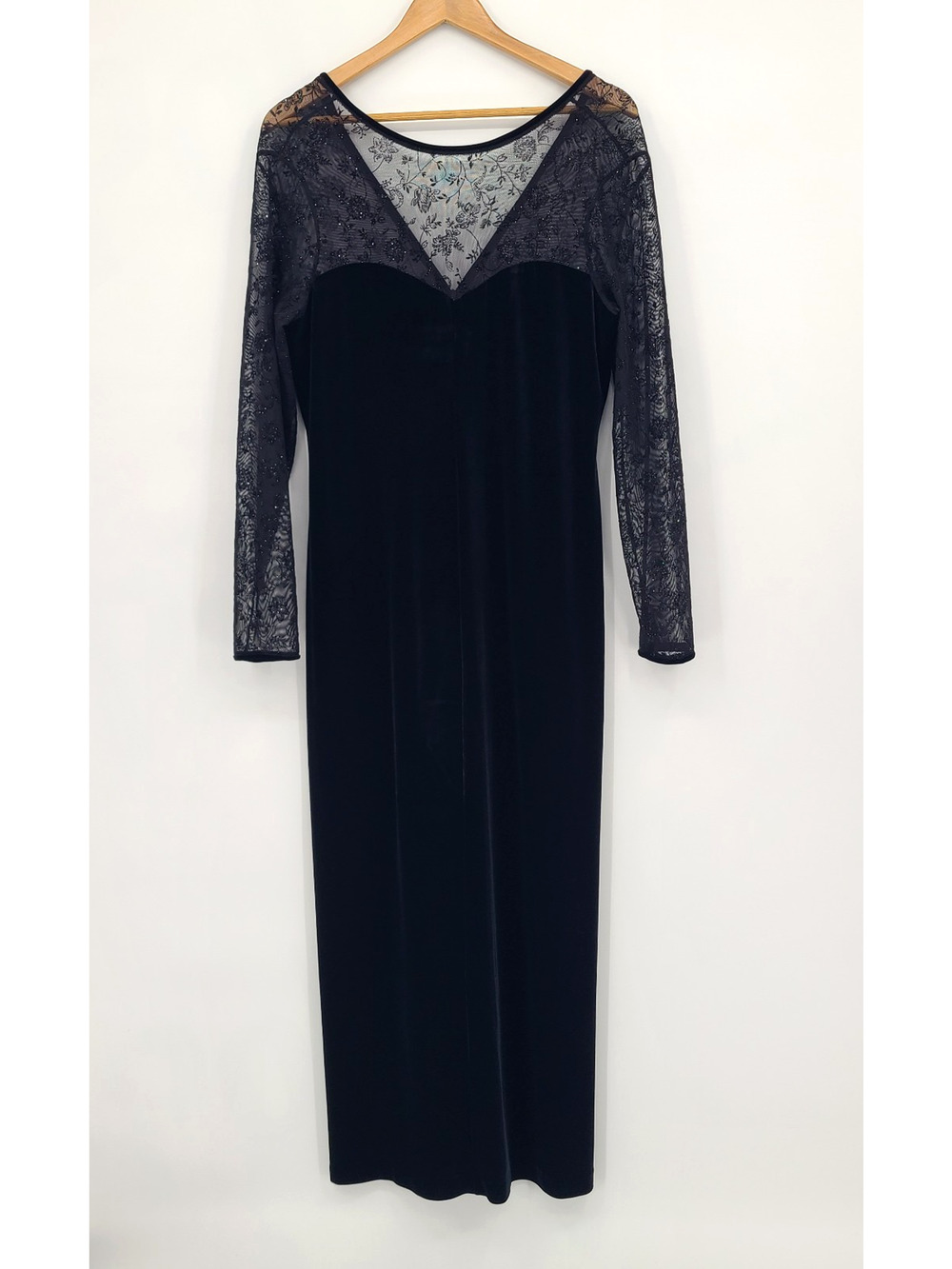 Robbie Bee Velvet Sheer Mesh Lace Formal Dress Whimsygoth Dark Fairy Size 12